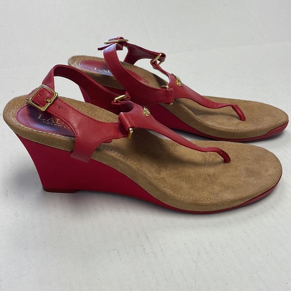 Ralph Lauren Shoes | Ralph Lauren Nikki Wedge Sandals | Color: Brown/Red | Size: 9 | Jhorn816's Closet